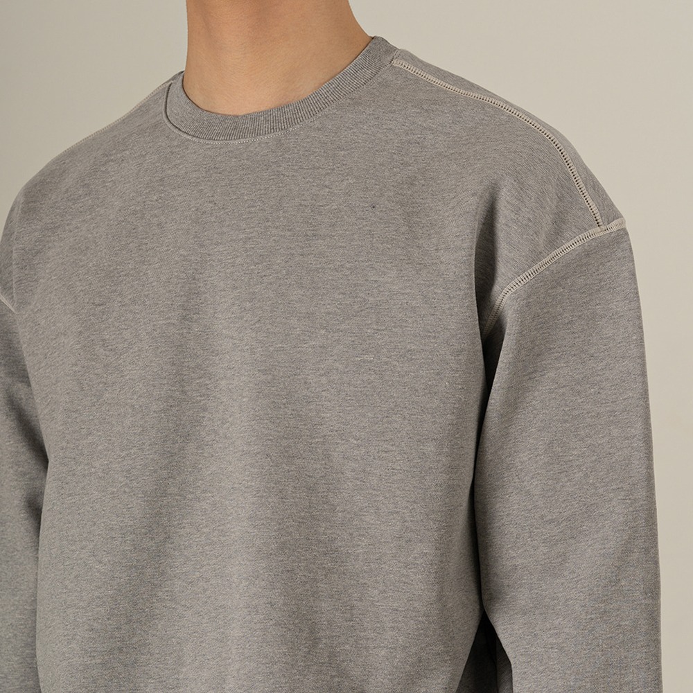 [Rough Side]  23FW Oversized Sweat Shirt M.Grey