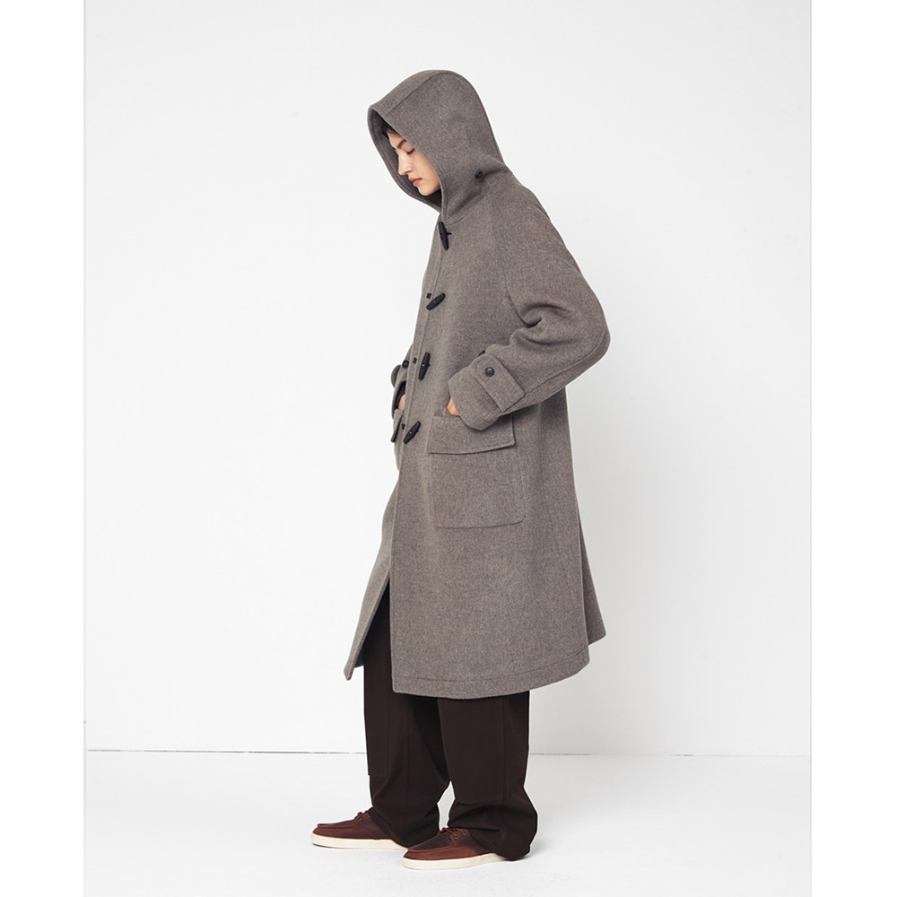 [Horlisun]  23FW Longgrove Toggle Wool Hood Coat Melange Beige