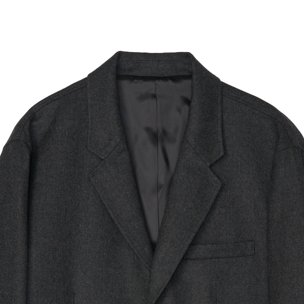 [Steady Every Wear]  Relaxed Wool Jacket Dark Grey