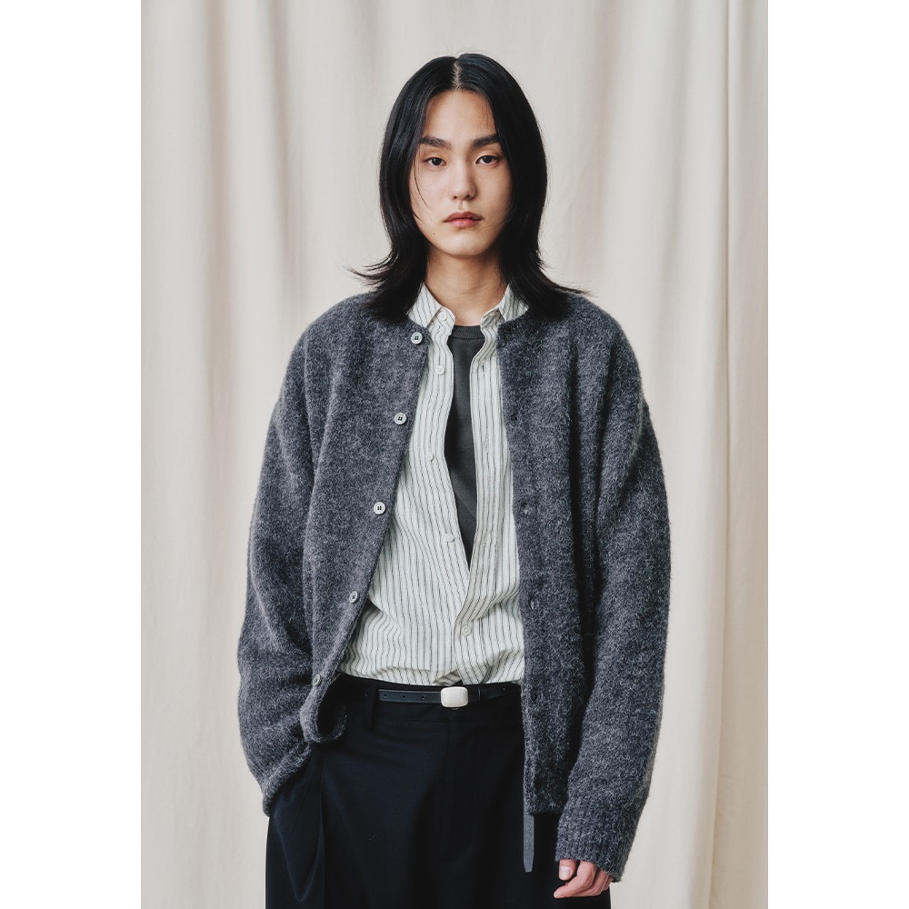[Art if acts]  24SS Mohair Round Neck Cardigan Charcoal