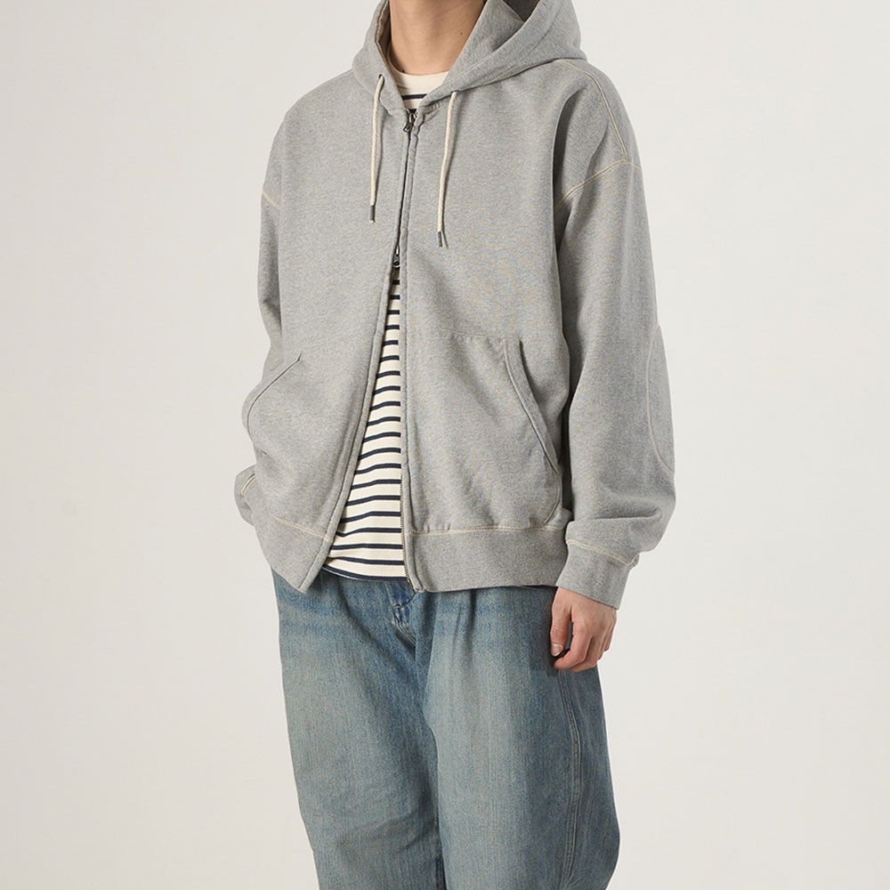[Rough Side]  24SS Oversized Zip Up Hoodie M.Grey