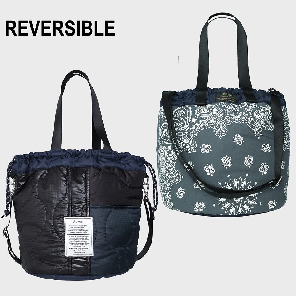 [Bonrrow]  Reversible 2way Crazy Mil Bag Navy